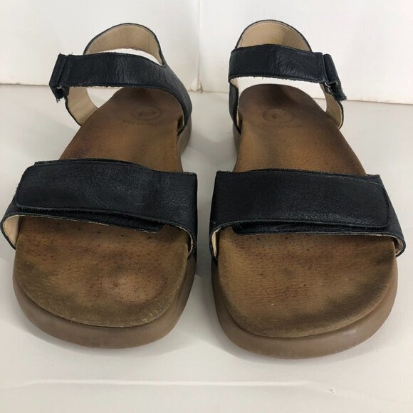 ROCKPORT Black Leather Adjustable Velcro Strap Sandals Sz 7.5 - Picture 1 of 12